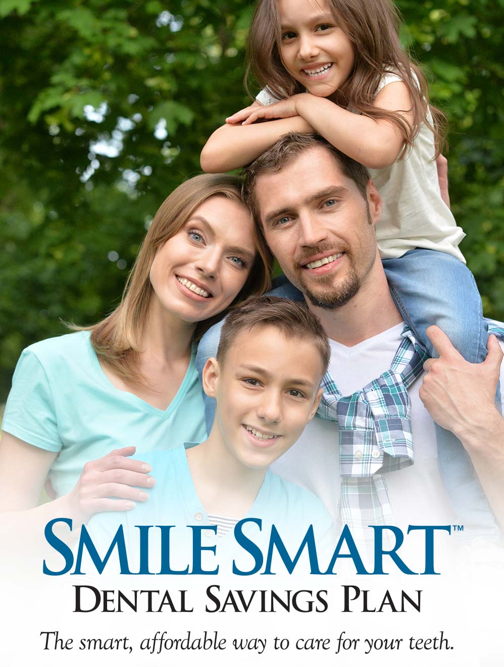 Happy family with SmileSmart logo