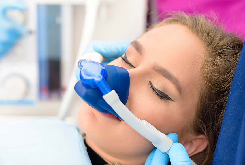 Patient receiving gas for sedation dentistry